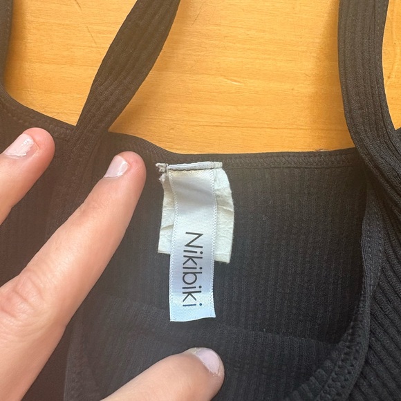 Nikibiki Black Ribbed Cropped Tank One Size NWOT - Picture 3 of 4